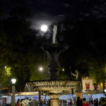 Moon rise on the main square of Pátzcuaro